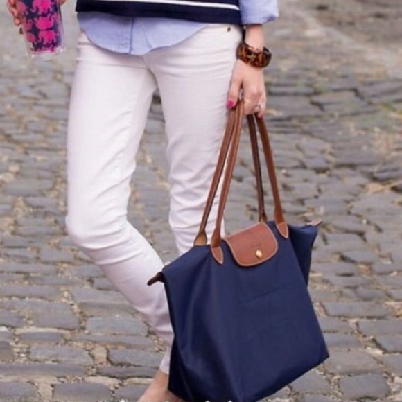 Longchamp Handbags - Longchamp Le Pliage Large Shoulder Tote Bag Navy